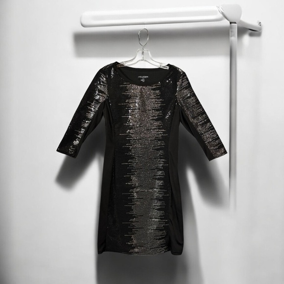 Linea Domani, Elegant Sequin Special Occasion Dress, Small, Black & Silver - Picture 3 of 9